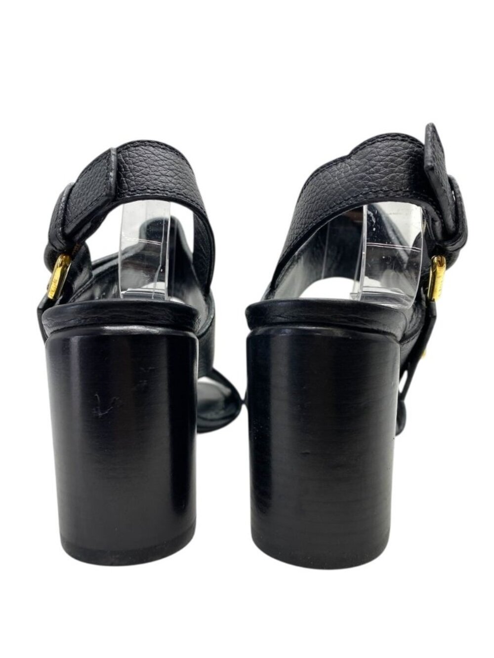 Louis Vuitton Horizon Line Sandals LV Logo Gold Black Leather 34.5 ): Sophistica - Picture 4 of 10